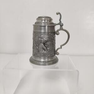 Vintage SKS Zinn 95% Pewter Lidded Mini Beer Stein